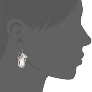 Betsey Johnson Flower Rectangle Stone Drop Earrings, White, One Size