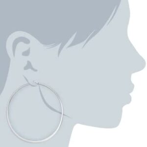 Amazon Essentials Gold or Rhodium Plated Stainless Steel Flattened Hoop Earrings