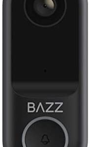 BAZZ WFDBELL1 Smart Home Wi-Fi Doorbell, HD Camera, Two-Way Audio, Alexa Compatible, No Hub Required
