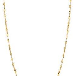 10K Solid Gold 2.0MM Diamond Cut Mirror Chain Necklace and Anklet – Unisex Sizes 10″-30″ – Yellow, White, Rose or 3 Tone