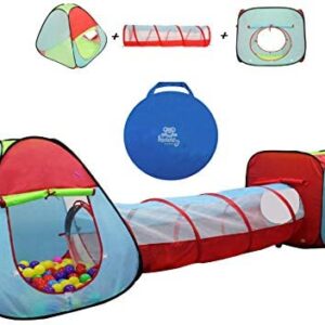 Kiddey Children’s Dual Play Tent with Tunnel (3-Piece Set) – Indoor/Outdoor Playhouse for Boys and Girls – Lightweight, Easy to Setup (Balls Not Included)