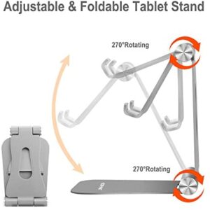 [Updated Adjustable & Foldable] Desktop Cell Phone Stands Cell Phone Holder Tablet Stand, Advanced Universal Aluminum Stand Holder for Mobile Phone and Tablet (Up to 13 inch) – Space Grey
