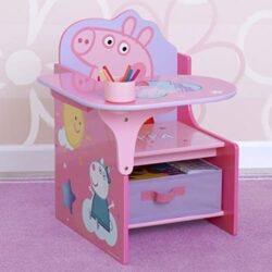 Delta Children Chair Desk with Storage Bin – Ideal for Arts & Crafts, Snack Time, Homeschooling, Homework & More, Peppa Pig (TC83690PG-1171)