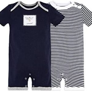 Burt’s Bees Baby – Baby Boys Short Sleeve Rompers, 100% Organic Cotton One-Piece Jumpsuit Coverall