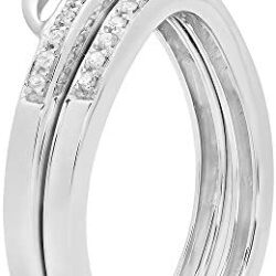 Dazzlingrock Collection 0.25 Carat (ctw) Round Diamond Ladies Bridal Promise Ring Set Matching Band 1/4 CT, Sterling Silver