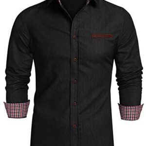 COOFANDY Men’s Casual Dress Shirt Button Down Shirts Long-Sleeve Denim Work Shirt