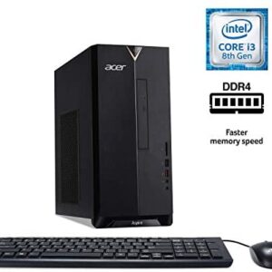 Acer Aspire TC-885-UA91 Desktop, 9th Gen Intel Core i3-9100, 8GB DDR4, 512GB SSD, 8X DVD, 802.11AC Wifi, USB 3.1 Type C, Windows 10 Home,Black