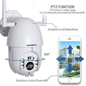 INQMEGA Outdoor PTZ Security Camera, 1080P Pan Tilt Surveillance WiFi Camera with Two Way Audio Night Vision Motion Detection CCTV Camera Max 128G SD