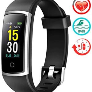 FITFORT Fitness Tracker with Blood Pressure HR Monitor – 2019 Upgraded Activity Tracker Watch with Heart Rate Color Monitor IP68 Pedometer Calorie Counter and 14 Sports Tracking for Women Kids Men