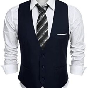 COOFANDY Men’s V-Neck Sleeveless Slim Fit Jacket Casual Suit Vests