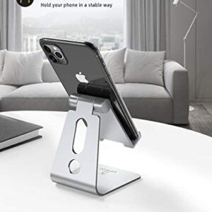 Adjustable Cell Phone Stand, Lamicall Phone Stand: [Update Version] Cradle, Dock, Holder Compatible with iPhone Xs XR 8 X 7 6 6S Plus SE 5 5S Charging, Accessories Desk, Android Smartphone – Silver
