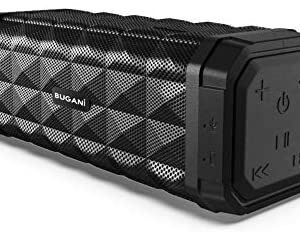Bluetooth Speakers, Bugani M99 Portable Bluetooth Speaker 5.0, 100ft Wireless Range, 16w Stereo Sound, Amazing Bass, Built-in Mic, with Stand, Speaker for Home, Outdoors and Travel(Black)