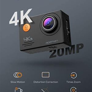 APEMAN A79 4K Action Camera 20MP WiFi External Microphone Remote Control Underwater 40M Waterproof Sports Cam for Yutube/Vlog Videos, PC Webcam