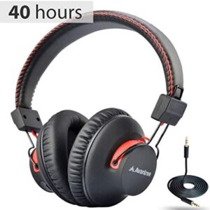 Avantree Audition 40 hr Bluetooth Over Ear Headphones with Microphone for PC Computer Phone Call, aptX HiFi Stereo, Comfortable Wireless Headset with Mic for Home Office Conference, Skype, with NFC