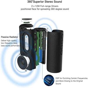 Bluetooth Speaker, Zamkol Bluetooth Speakers Portable Wireless, 360 Degree Sound, 24W Enhanced X-Bass, 8H Playtime, Built-in Mic Dual Pairing Loud Wireless Speaker, IPX6 Waterproof for Beach, Party