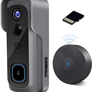 WiFi Video Doorbell Camera with Chime, Two-Way Audio, IP65 Waterproof PIR Motion Detection, Wide Angle, Wireless Door Security Battery Camera, Night Vision, Cloud Storage(optional), 32GB Pre-installed