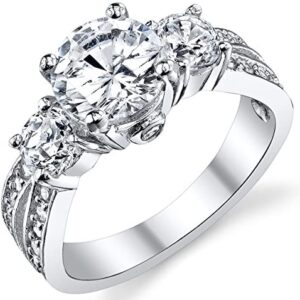 1.50 Carat Round Cubic Zirconia” Past, Present, Future” Sterling Silver 925 Wedding Engagement Ring