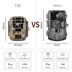 Campark Mini Trail Camera 1080P HD Game Camera Waterproof Wildlife Scouting Hunting Cam 12MP with 120° Wide Angle Lens and Night Vision 2.4” LCD IR LEDs