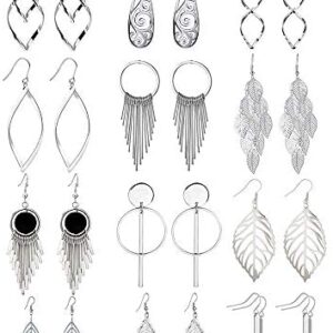 12 Pairs Drop Dangle Earrings hippie ethnic boho Fashion Jewelry funky cheap Vintage Statement Boho Bohemian Earrings Set for Women Gift