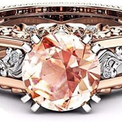Bokeley Rings, Valentine’s Day Fashion Women Color Separation Rose Gold Engagement Wedding Floral Ring (Multicolor, US: 8)