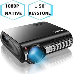 1080P Projector,XINDA 6200 Lux Projector ,±50°4D Keystone Correction with X&Y Zoom,4K Home Theater Projector,Home &Business Projector for TV Stick,Smartphone,PC,Box,PS4,HDMI,VGA,USB