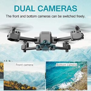 Drones with Camera for Adults 1080P, EMISK WiFi FPV Quadcopter Drone with Dual Cameras, RC Foldable Drones with HD Camera for Beginner, Altitude Hold, Follow Me, One Key Take Off/Landing, APP Control