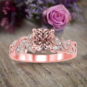 1.50 Carat Round cut Morganite and Diamond Flower Engagement Ring for Women in 10k Rose Gold on Sale