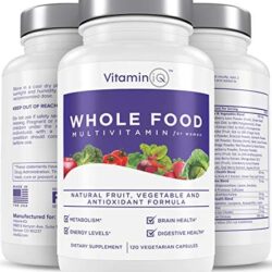 VitaminIQ Multivitamin for Women, Whole Food Vitamin, Antioxidant Rich Supplement for Essential Nutrients, Natural Calcium, Magnesium, Selenium, Vitamin A, B6, C, D3, E, K, 120 Vegetarian Capsules