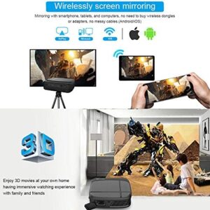 WIKISH Wireless Mini Projector Support Full HD Video/3D Movie/HDMI/USB,Rechargeable WIFI DLP Projector Connect to Smartphone Blu-ray Player PC Mac Fire TV Stick for Home&Outdoor Entertainment Gaming