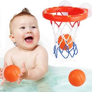 zoordo Bath Toys Bathtub Basketball Hoop Balls Set for Toddlers Kids with Strong Suction Cup Easy to Install,Fun Games Gifts in Bathroom,3 Balls Included ( Only Stick on Smooth Surface )