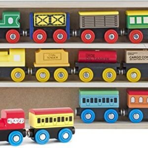 Play22 Wooden Train Set 12 PCS – Train Toys Magnetic Set Includes 3 Engines – Toy Train Sets For Kids Toddler Boys And Girls – Compatible With Thomas Train Set Tracks And Major Brands – Original