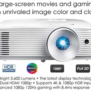 Optoma HD28HDR 1080p Home Theater Projector for Gaming and Movies | Support for 4K Input | HDR Compatible | 120Hz refresh rate | Enhanced Gaming Mode, 8.4ms Response Time | High-Bright 4000 lumens