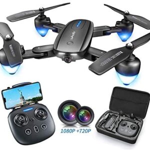 Foldable Drone with 1080P HD Camera for Kids and Adults,Zuhafa T4,WiFi FPV Drone for Beginners-Altitude Hold Mode, RTF One Key Take Off/Landing, APP Control,Double Camera(2Pcs Batteries)