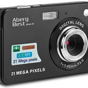 AbergBest 21 Mega Pixels 2.7″ LCD Rechargeable HD Digital Camera,Video camera Digital Students cameras,Indoor Outdoor for Adult/Seniors/Kids (Black)