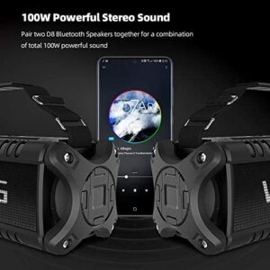 50W(70W Peak) Wireless Bluetooth Speakers Built-in 8000mAh Battery Power Bank, W-KING Outdoor Portable Waterproof TWS, NFC Speaker, Powerful Rich Bass Loud Stereo Sound