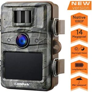Campark T70 Trail Game Camera No Glow Night Vision 14MP 1080P Outdoor Hunting Cam Security Motion Activated Camera with 2.4″ LCD and IP66 Waterproof Battery Powered