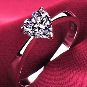 Cutedoumiao Cushion Love Heart CZ Engagement Rings for Women Cubic Zirconia Promise Halo Engagement Ring 925 Sterling Silver Solitaire Engagement Ring (7)