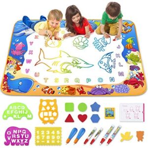 Toyk Aqua Magic Mat – Kids Painting Writing Doodle Board Toy – Color Doodle Drawing Mat Bring Pens Educational Toys for Age 3 4 5 6 7 8 9 10 11 12 Year Old Girls Boys Age Toddler Gift