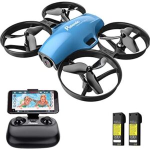 Drone with Camera for Kids, Potensic A30W RC Mini Quadcopter with 720P HD Camera, One Button Take Off/Landing, Route Setting, Gravity Induction and Emergency Stop-Dual Battery