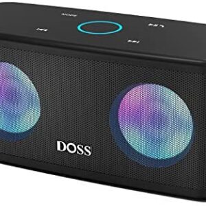 Bluetooth Speakers, DOSS SoundBox Plus Portable Wireless Bluetooth Speaker with 16W HD Sound and Deep Bass, Wireless Stereo Pairing, 20H Playtime, Wireless Speaker for Home, Outdoor, Travel – Black