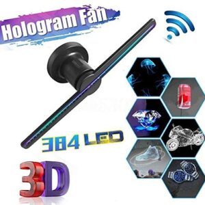 42cm/16.5″ WiFi 3D Holographic Projector Hologram Player Naked Eye LED Display Fan Advertising Light APP Control with 384 LED Beads