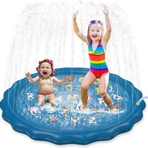 Jasonwell Sprinkler for Kids Toddlers Splash Pad Play Mat 60″ Inflatable Baby Wading Pool Fun Summer Outdoor Water Toys for Children Boys Girls Sprinkler Pool for Alphabet Learning Age 1 2 3 4 5 6 7 8