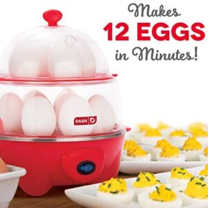 Dash DEC012RD Deluxe Rapid Cooker Electric for Hard Boiled, Poached, Scrambled Eggs, Omelets, Steamed Vegetables, Seafood, Dumplings & More, 12 capacity, with Auto Shut Off Feature Red