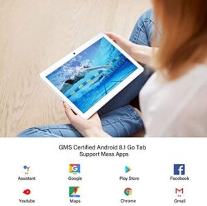 Android Tablet 10 Inch, 5G WiFi Tablet, 16 GB Storage, GMS Certified, Android 8.1 Go, Dual Camera, Bluetooth, GPS, OTG – Silver
