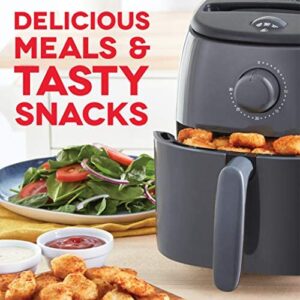 Dash DCAF200GBGY02 Tasti Crisp Electric Air Fryer + Oven Cooker with Temperature Control, Non Stick Fry Basket, Recipe Guide + Auto Shut Off Feature, 2.6Qt, Grey