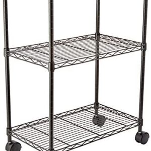 AmazonBasics 3-Shelf Shelving Storage Unit on 3″ Wheel Casters, Metal Organizer Wire Rack, Black (23.2L x 13.4W x 32.75H)