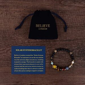 Believe London Solar System Bracelet with Jewelry Bag & Meaning Card | Adjustable Bracelet to Fit Any Wrist | 9 Planets Galaxy Universe Guardian