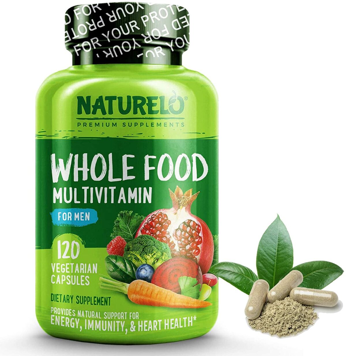 NATURELO Whole Food Multivitamin For Men – With Natural Vitamins, Minerals, Organic Extracts – Vegetarian – Best For Energy, Brain, Heart, Eye Health – 120 Vegan Capsules