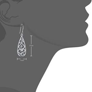 925 Sterling Silver Earrings, BoRuo Filigree Teardrop Earrings