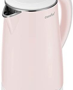 COMFEE’ Electric Kettle Teapot 1.7 Liter Fast Water Heater Boiler 1500W BPA-Free, Quiet Boil & Cool Touch Series, Auto Shut-Off and Boil Dry Protection, 1.7L, Baby Pink